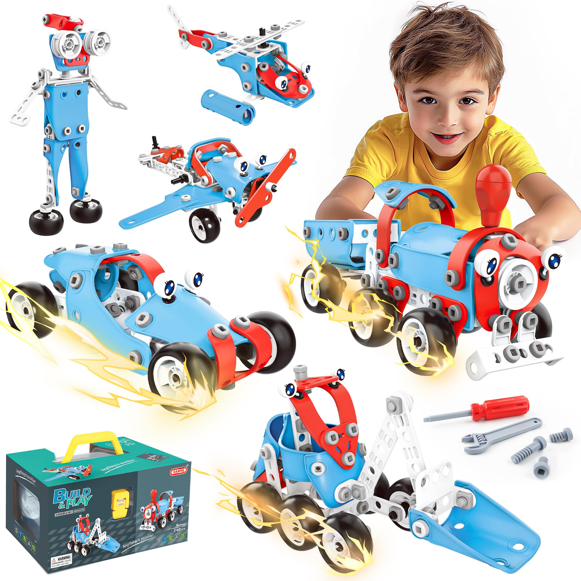 SMILESSKIDDO STEM Kits 6-in-1 models; promotes hands-on learning with diverse builds.
