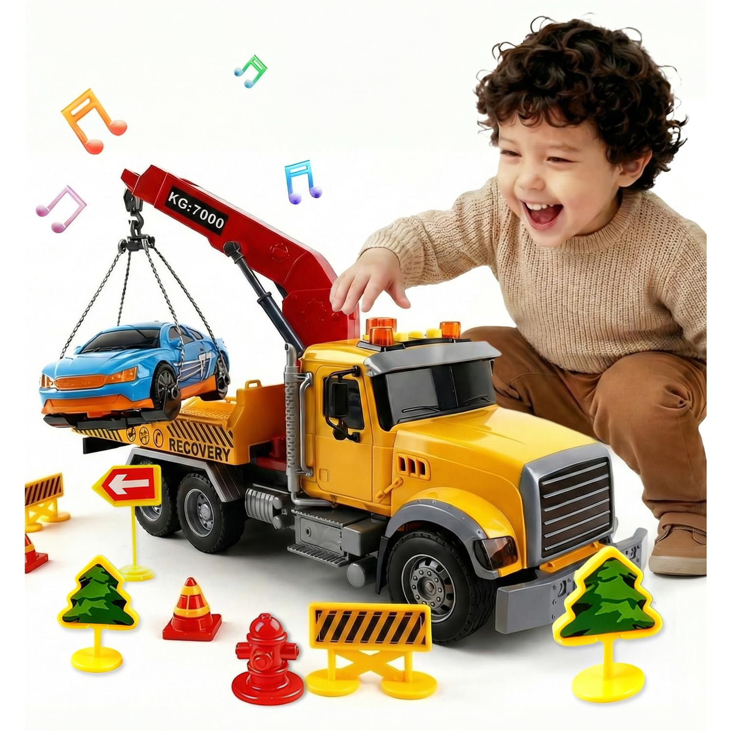SMILESSKIDDO tow truck front view for rugged, active pretend play