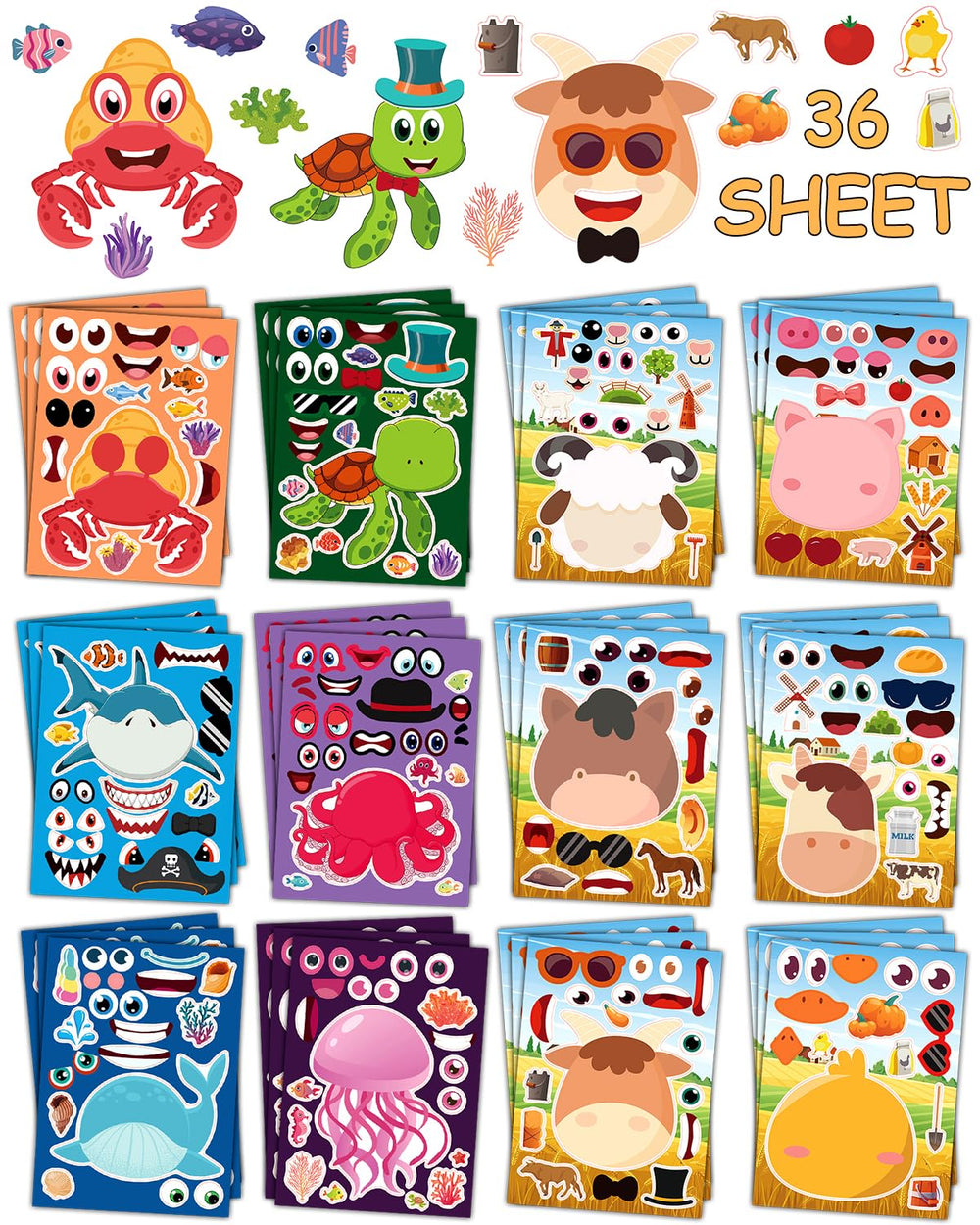 SmilinFit farm animals stickers: bright creatures for kids' party favors
