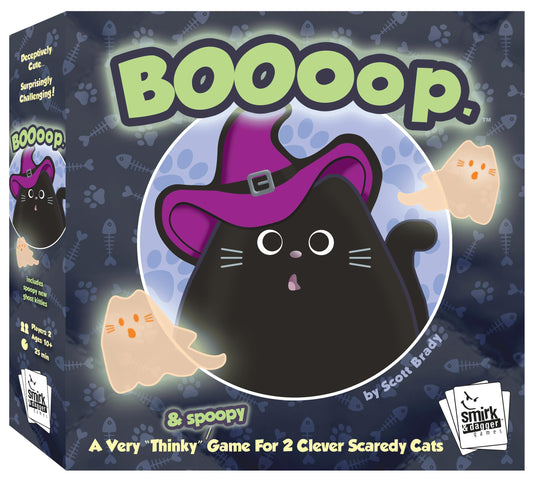 Smirk and Dagger Booop box front with playful kittens for two-player nights