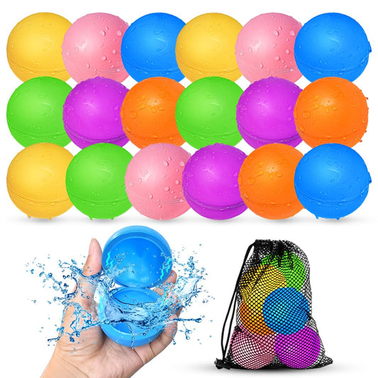 Smirodi 18Pcs reusable water balloons pack for endless pool and beach fun