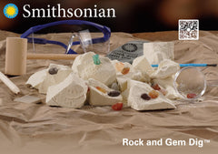 Smithsonian Rock and Gem Dig brown mallet tools enable gentle excavation for safe at-home learning