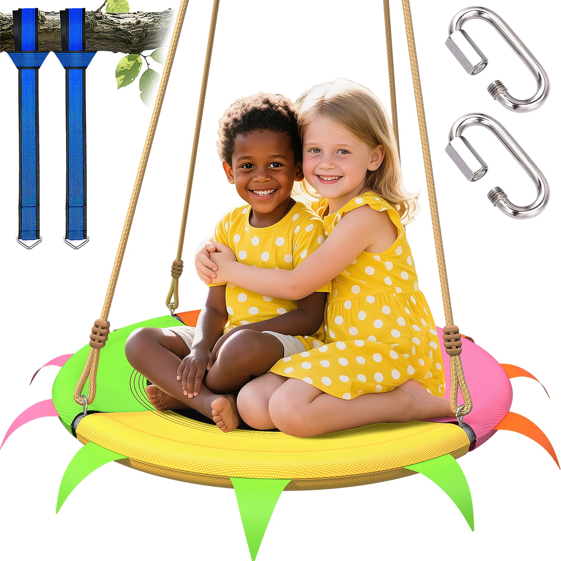 Family enjoys SMkidsport backyard swing in fresh air