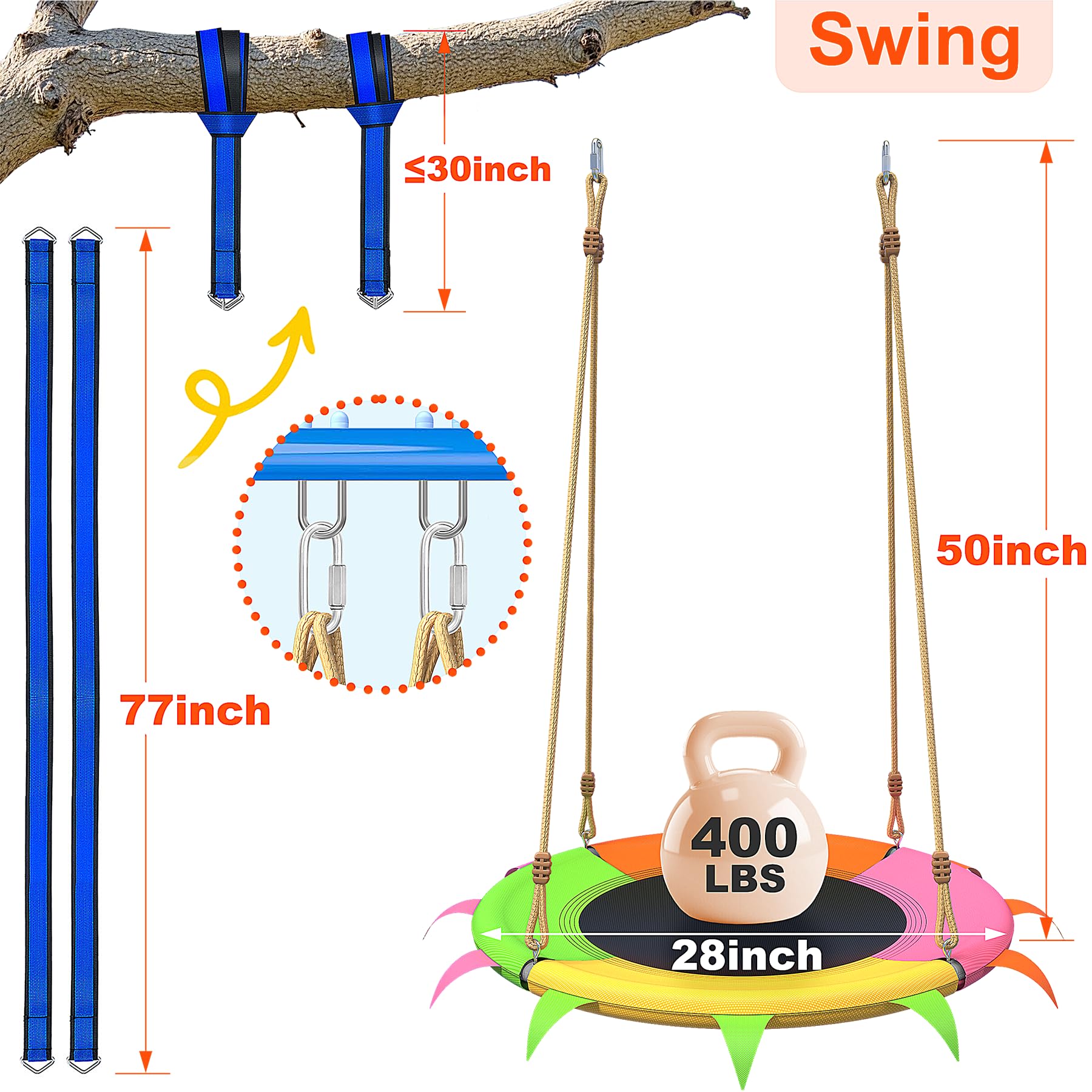 Kids smiling on SMkidsport saucer swing demonstrates shared seating