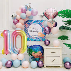 Smlpuame 0-9 number balloons with rainbow colors ideal for personalized birthday displays.