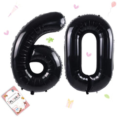 Smlpuame 40-inch black number balloon set (0-9) for bold birthday décor.