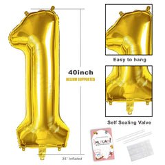 Smlpuame 40-inch number balloon 2 gold perfect wall decor for parties.
