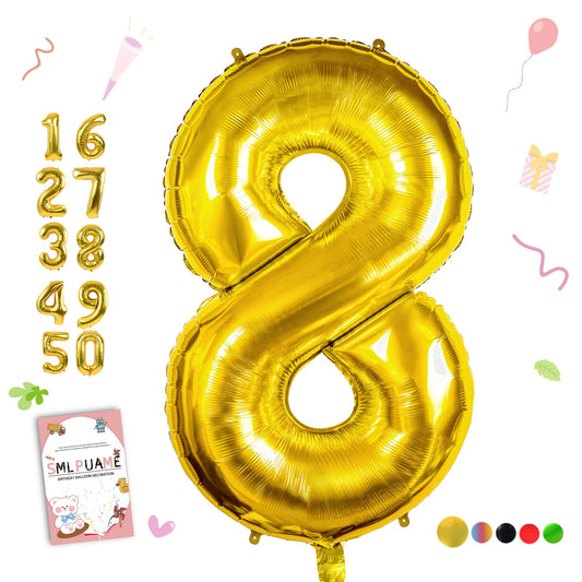 Smlpuame 40 inch gold number eight balloon for standout party decor.
