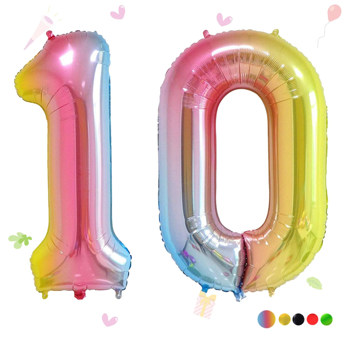 Smlpuame 40inch rainbow gradient number balloons for eye-catching party decor and photos.