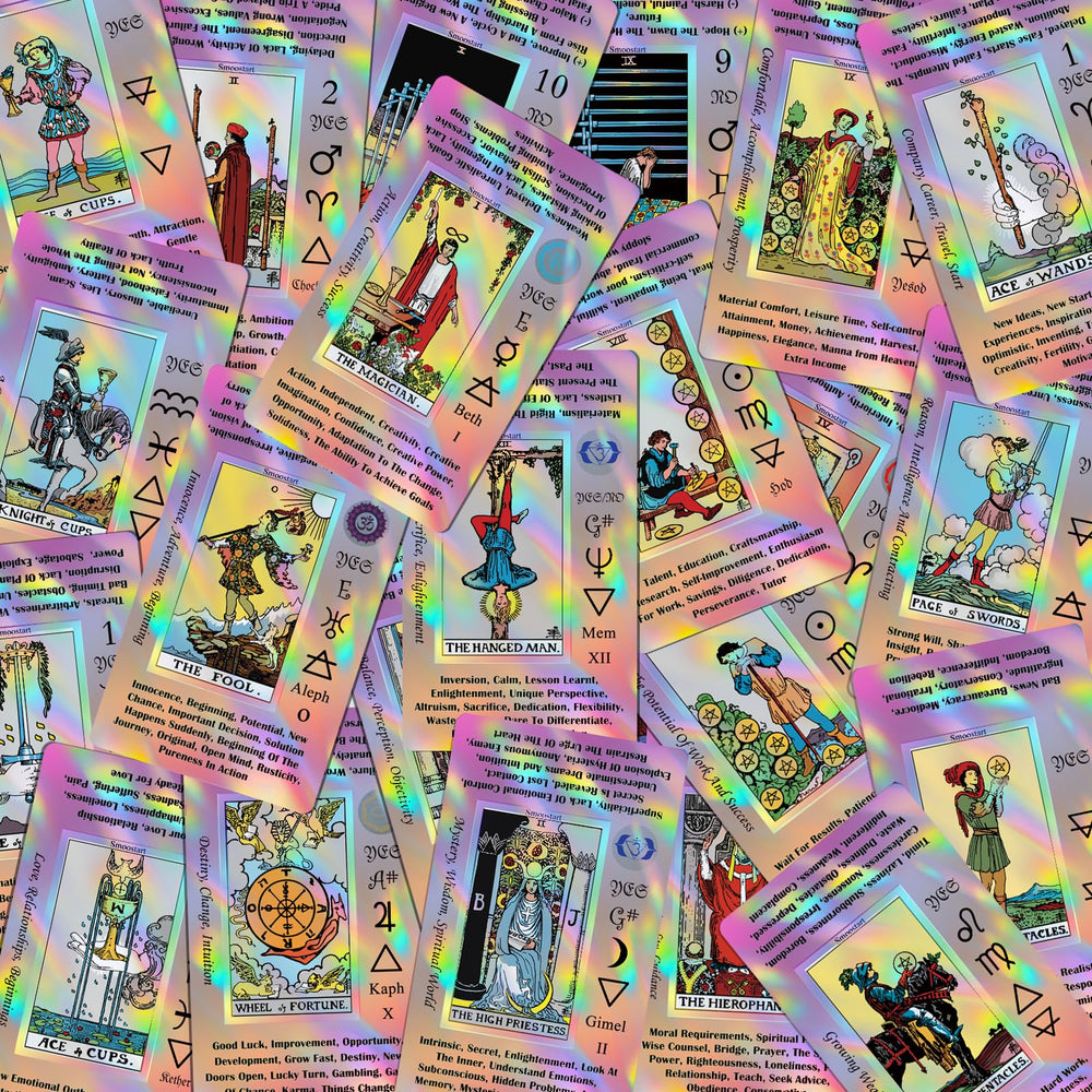 Smoostart holographic pink reflection on tarot cards with luxe appeal