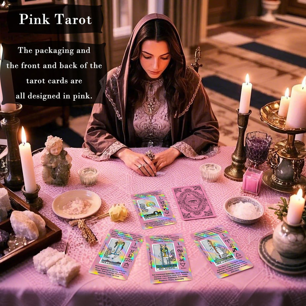 Smoostart pink tarot cards showcasing holographic design with rainbow reflections