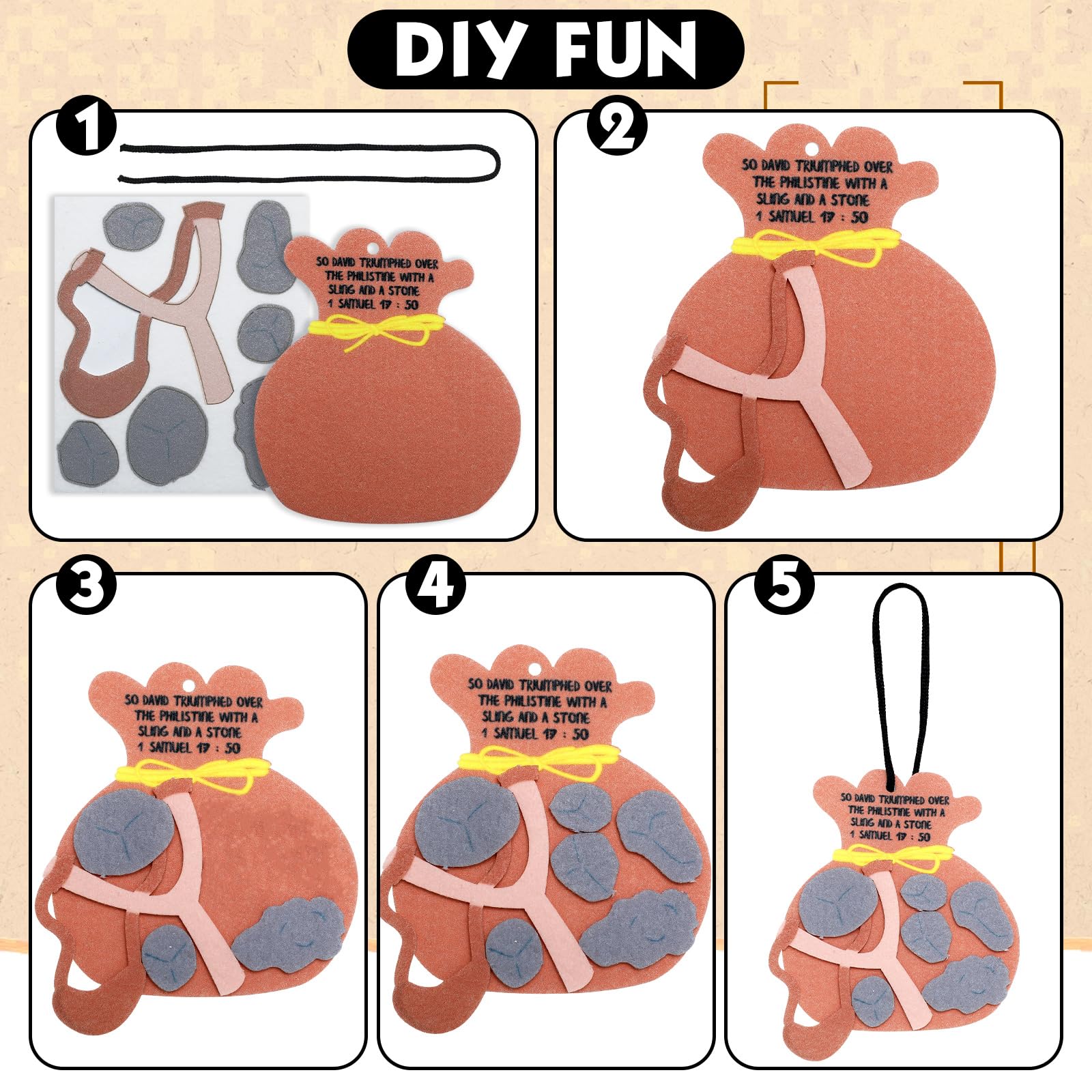 SmoothNovelty David and Goliath ornaments, a safe, tactile activity for Sunday school classrooms