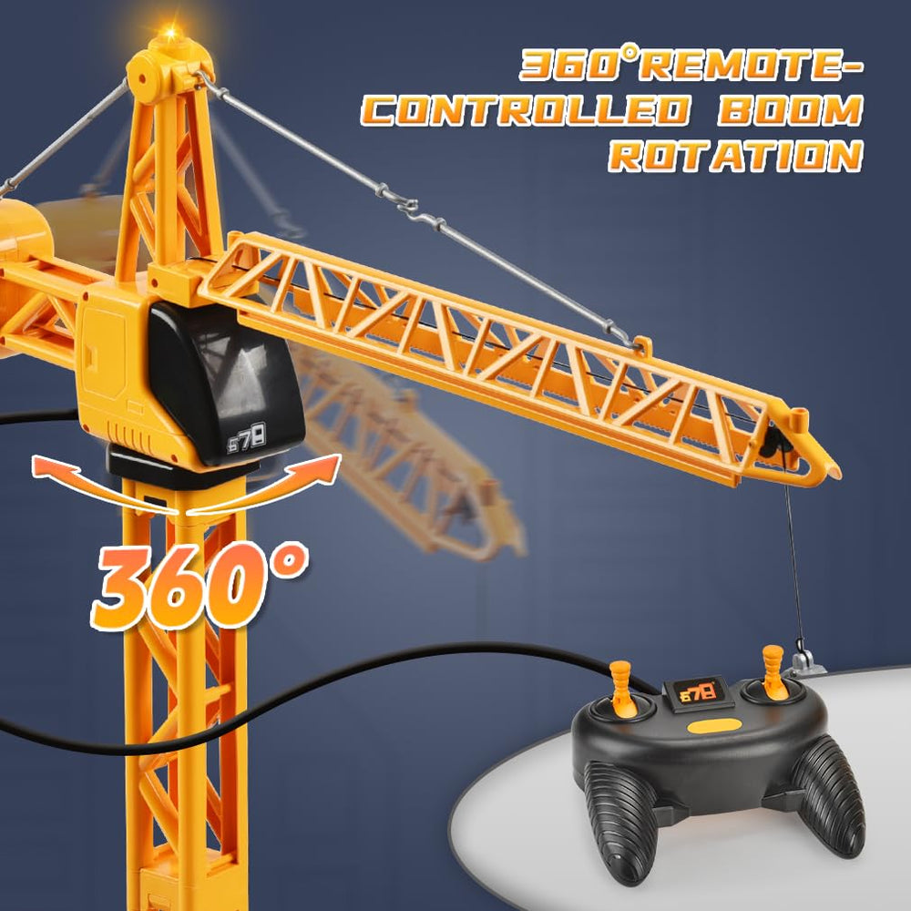 SNACKTANT RC crane toy with 4-channel remote for realistic construction play