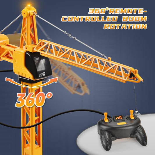 SNACKTANT RC crane toy with 4-channel remote for realistic construction play