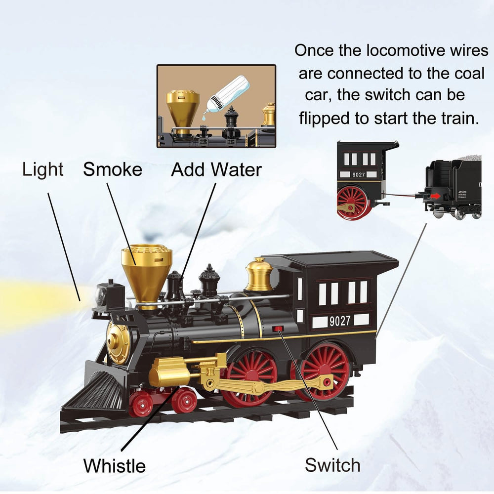 SNACKTANT train set with smoke, lights, and sounds for realism during play