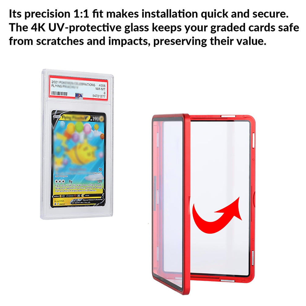 Snado gold-finish slab display adds premium look to any showcase.