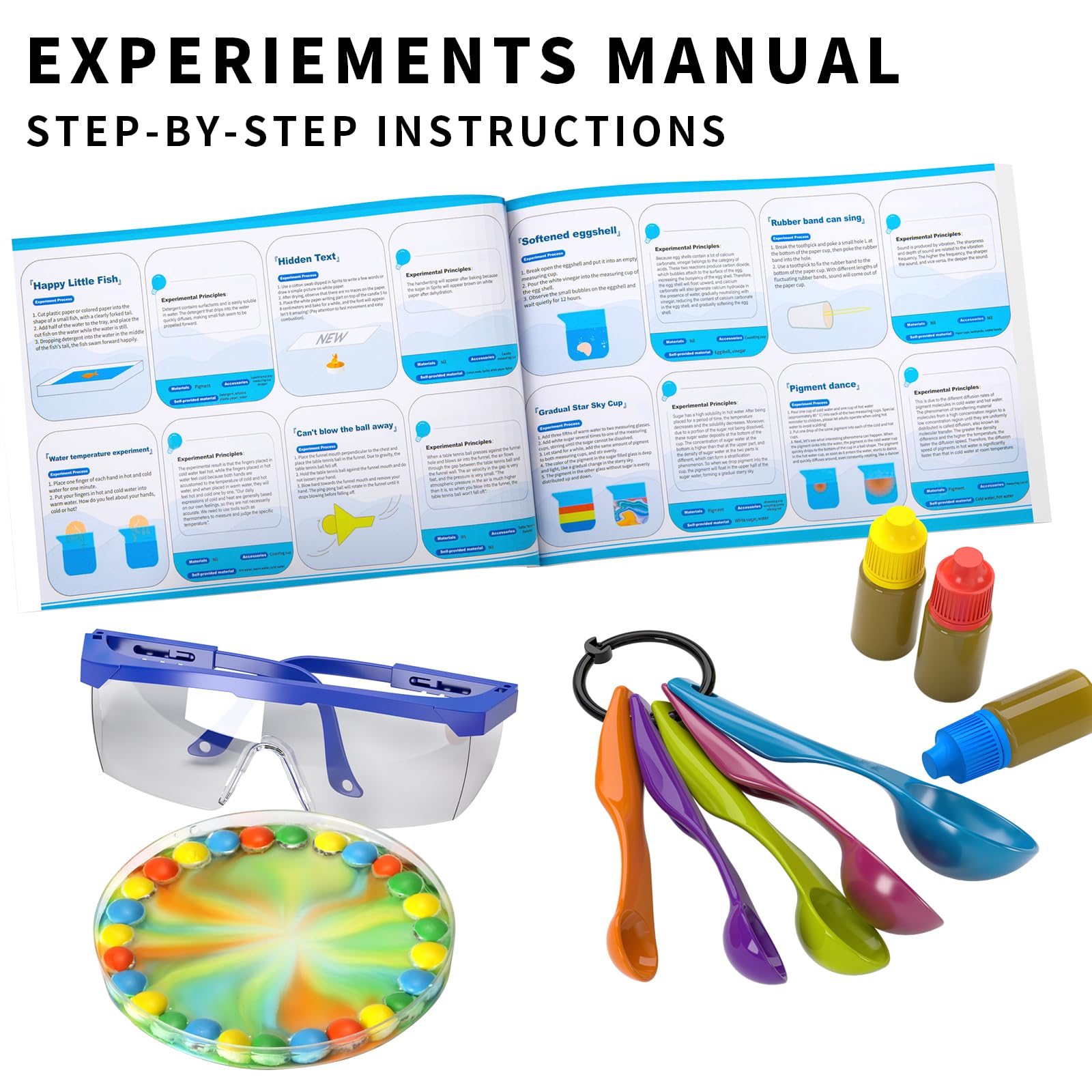 SNAEN rainbow volcano and rainbow rain experiment setup for hands-on learning