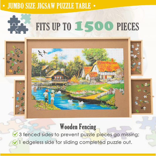 Snail Jumbo Puzzle Board drawer storage keeps puzzle pieces organized and within reach.