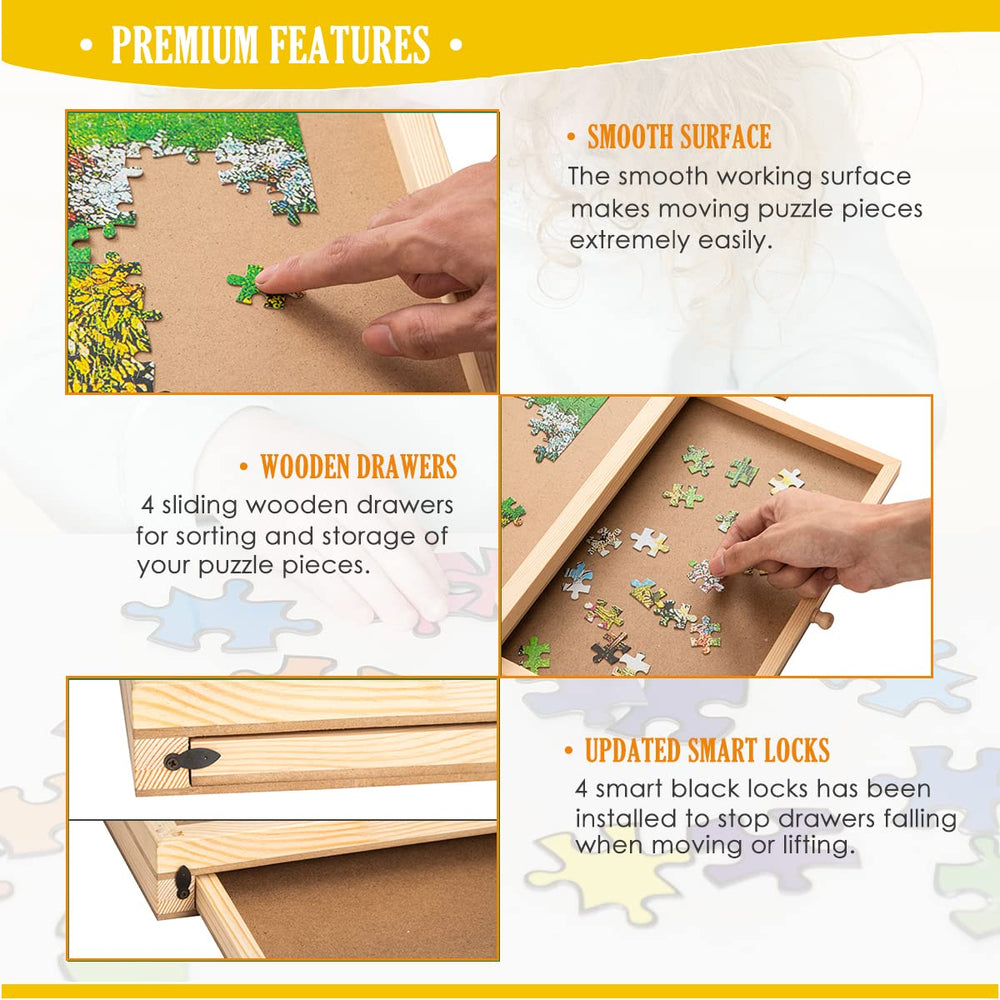 Snail Jumbo Puzzle Board magnetic drawers secure pieces during movement and sorting.