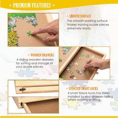 Snail Jumbo Puzzle Board magnetic drawers secure pieces during movement and sorting.