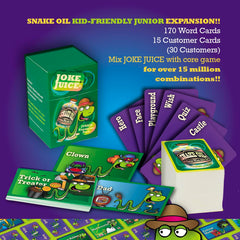 SNAKE OIL word cards spread for quick, silly product ideas.
