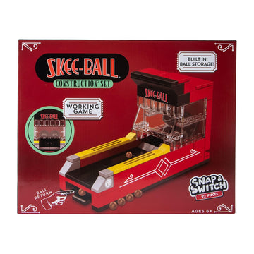 Snap and Switch skee-ball construction assembly showing a buildable arcade setup.