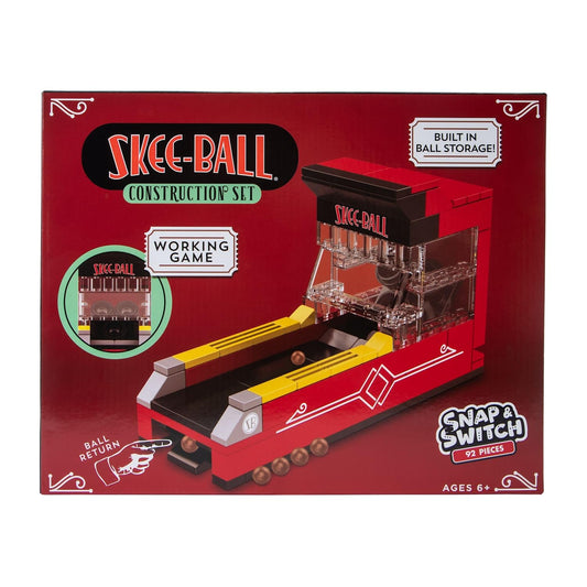Snap and Switch skee-ball construction assembly showing a buildable arcade setup.