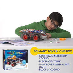 Snap Circuits Code Journey app coding screen guiding simple rover commands.