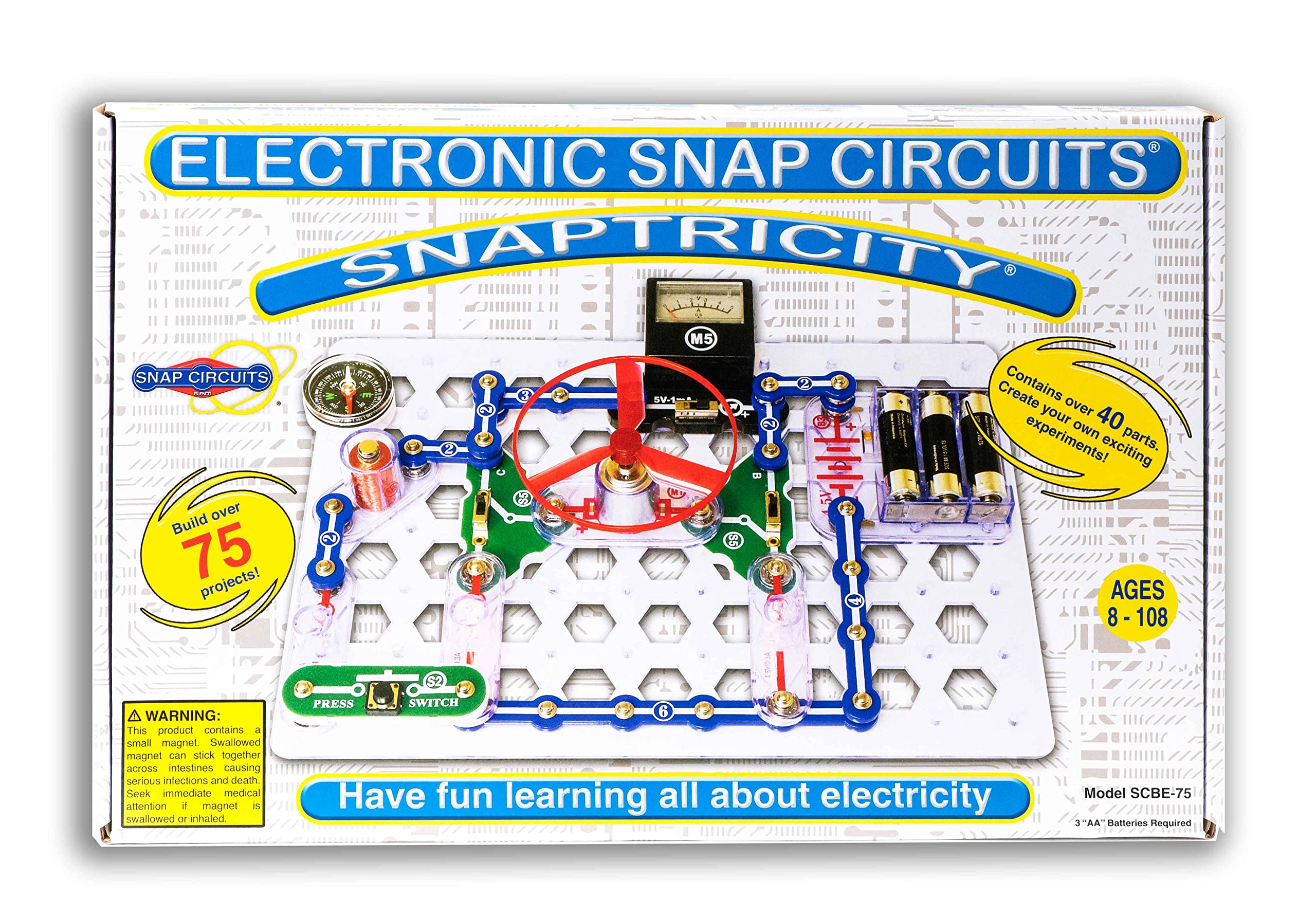 Snap Circuits Snaptricity magnet and compass piece—explore magnetism with electronics.