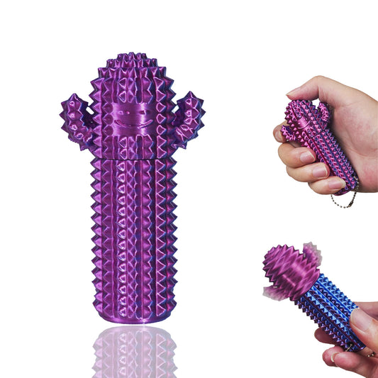 SnapMorph Little Ouchies cactus fidget toy front view in purple for tactile play