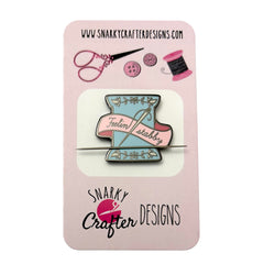 Snarky Crafter Pink & Blue Feeling Stabby Needle Minder backside view highlights secure backer