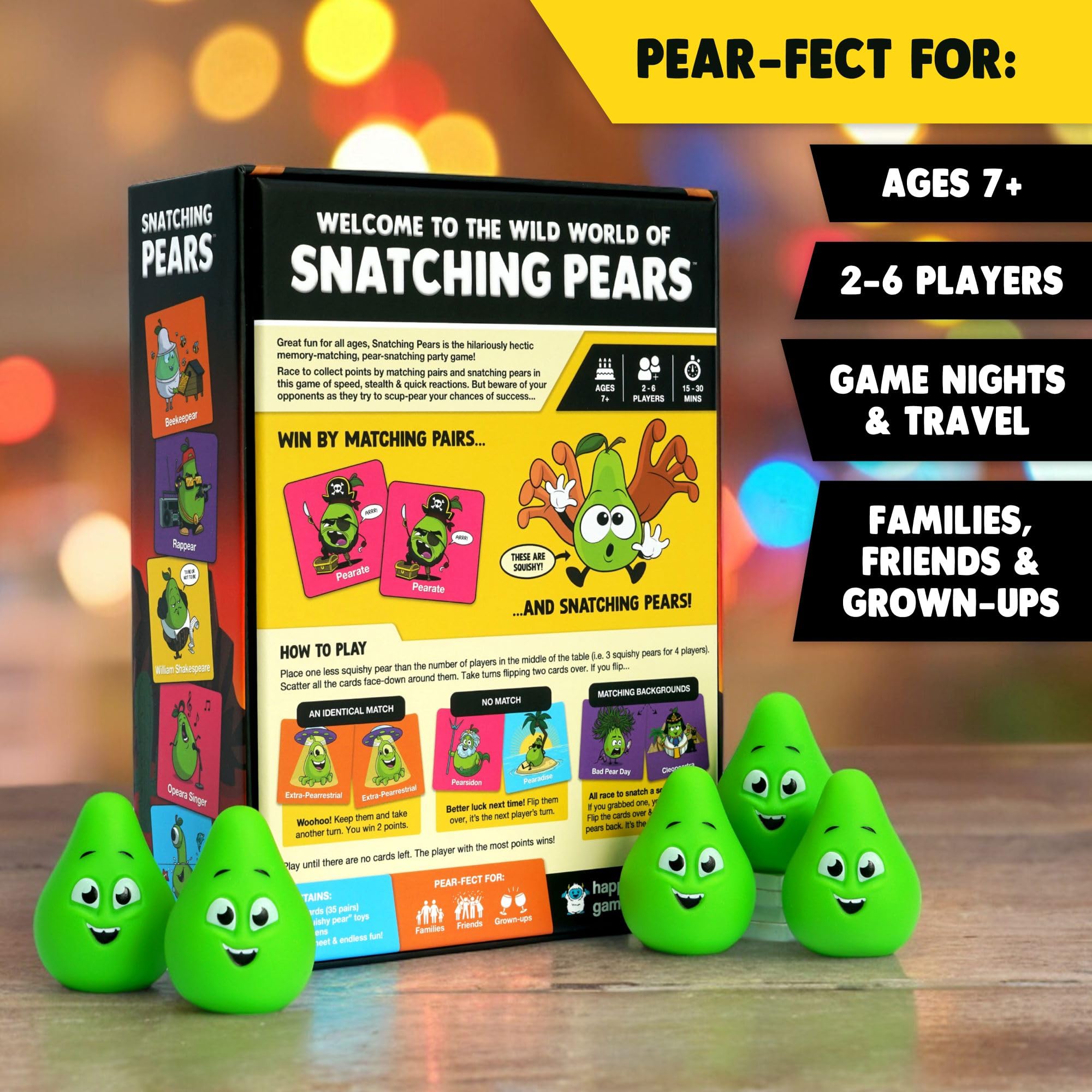 Snatching Pears cards flipped mid-game showing memory challenge.