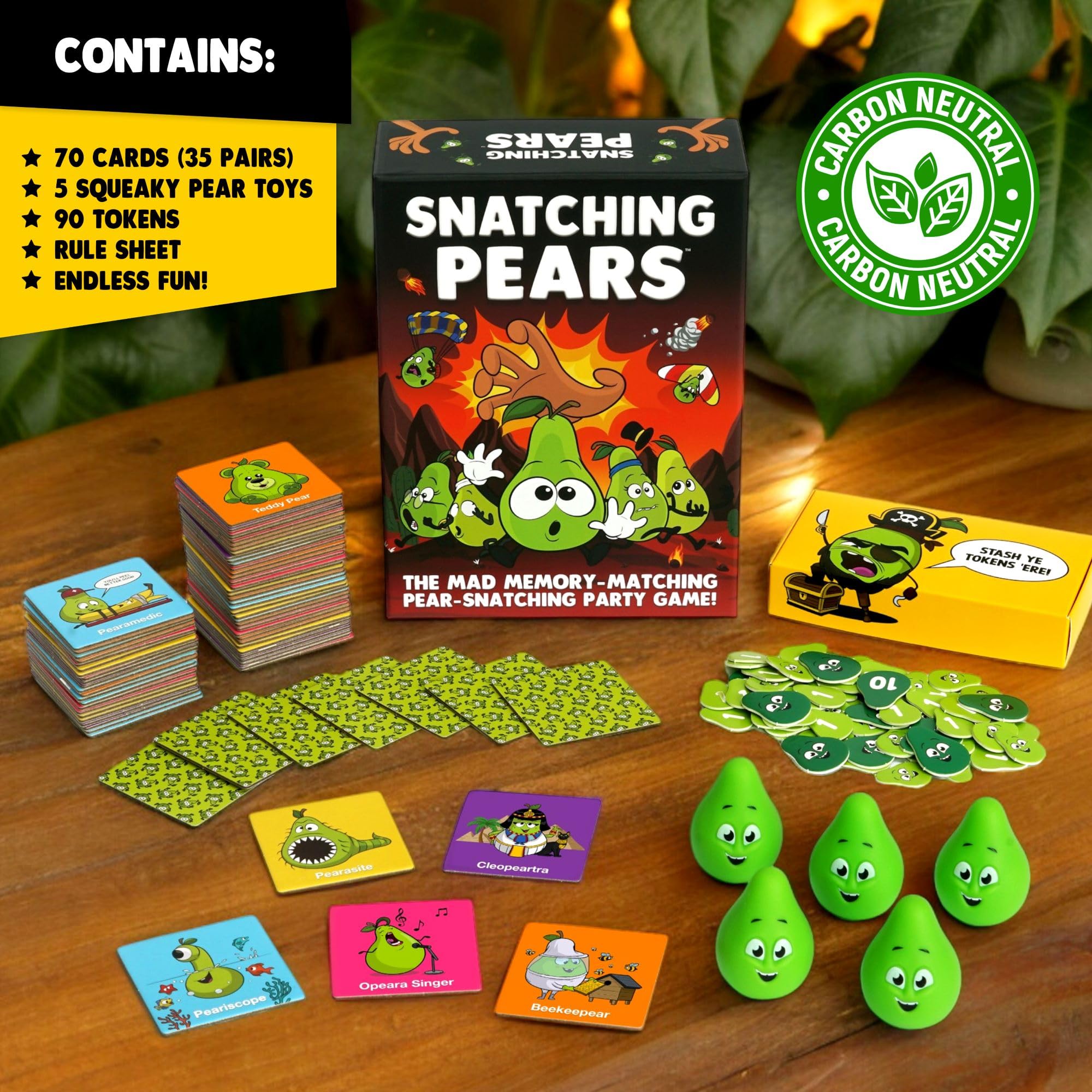 Snatching Pears portable case ready for travel and on-the-go play.