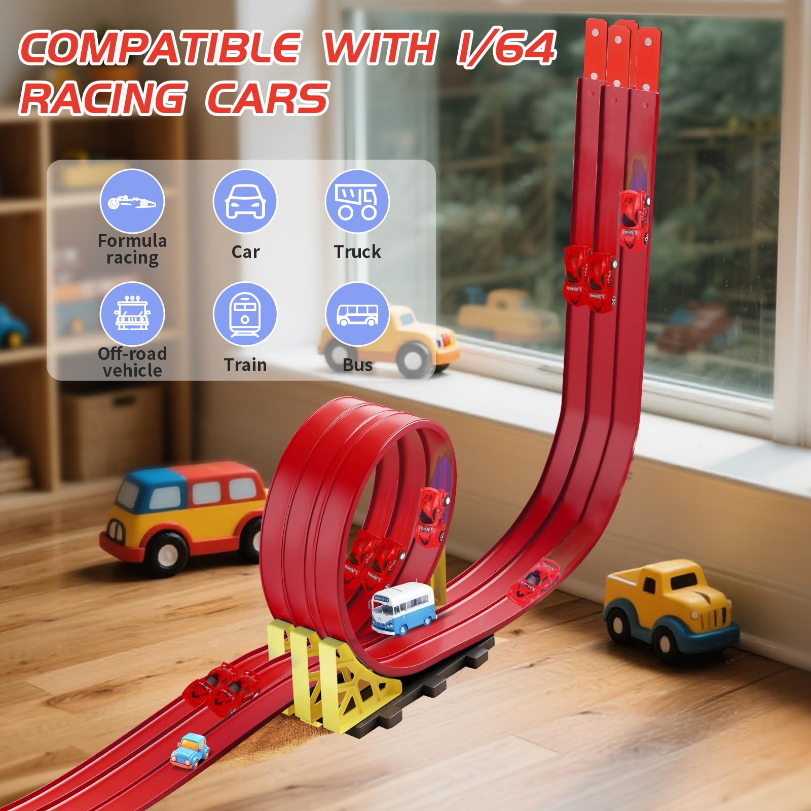 Snidov flexible track showing bendable loops for creative layouts.