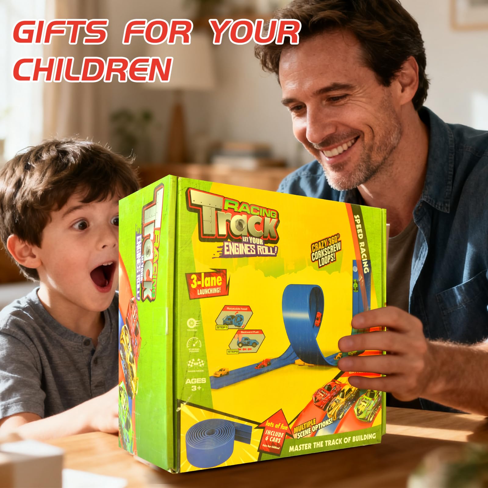 Snidov gift ready racing set promotes screen free imaginative play.