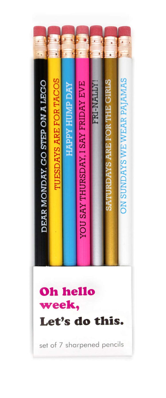 SNIFTY Oh Hello Week pencil set cover showing bright colors for daily planning