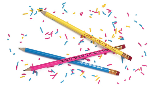 SNIFTY Oh Hello Week pencil set close-up showing smooth writing for notes