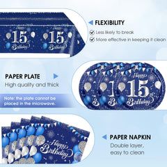 SNIMICS blue-silver tablecloth 54x108in for spill protection and stylish display.