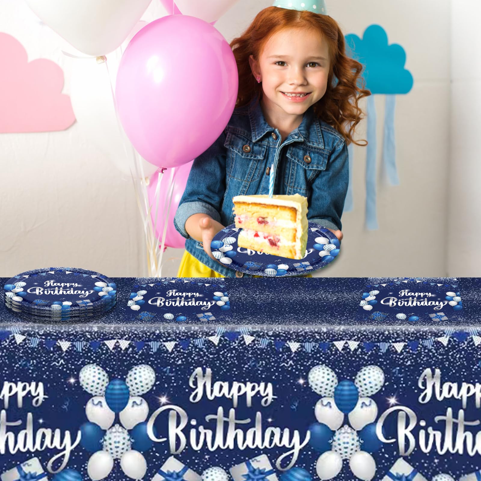 Snimics navy blue stars confetti sparkles on tables