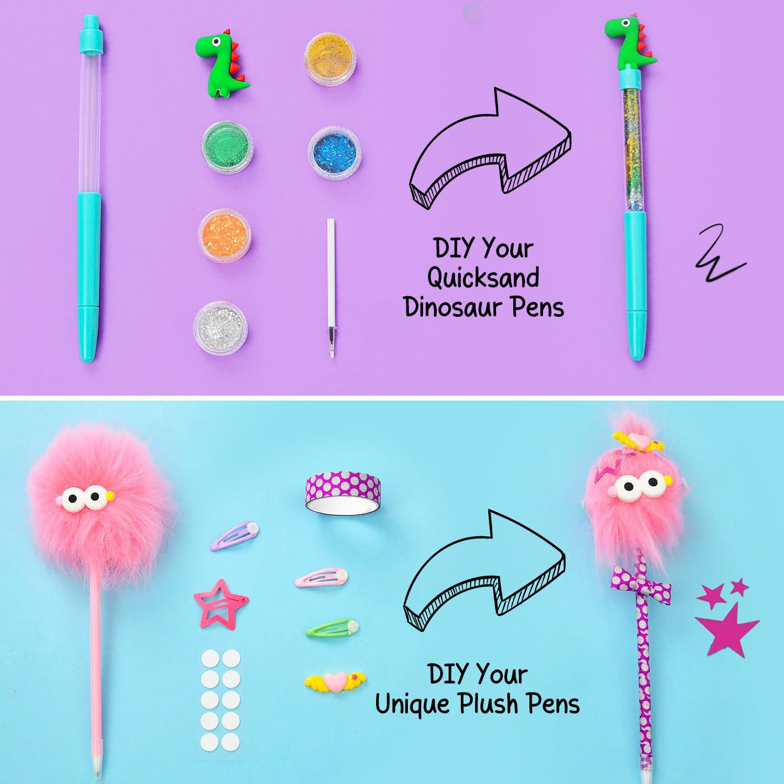 SNLN beads, charms, tapes arranged for customizable decoration.