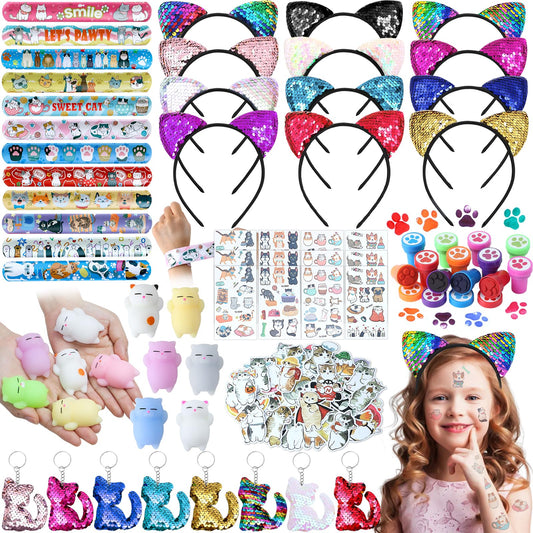SNLN cat ear sequin headbands sparkle for kids' party outfits