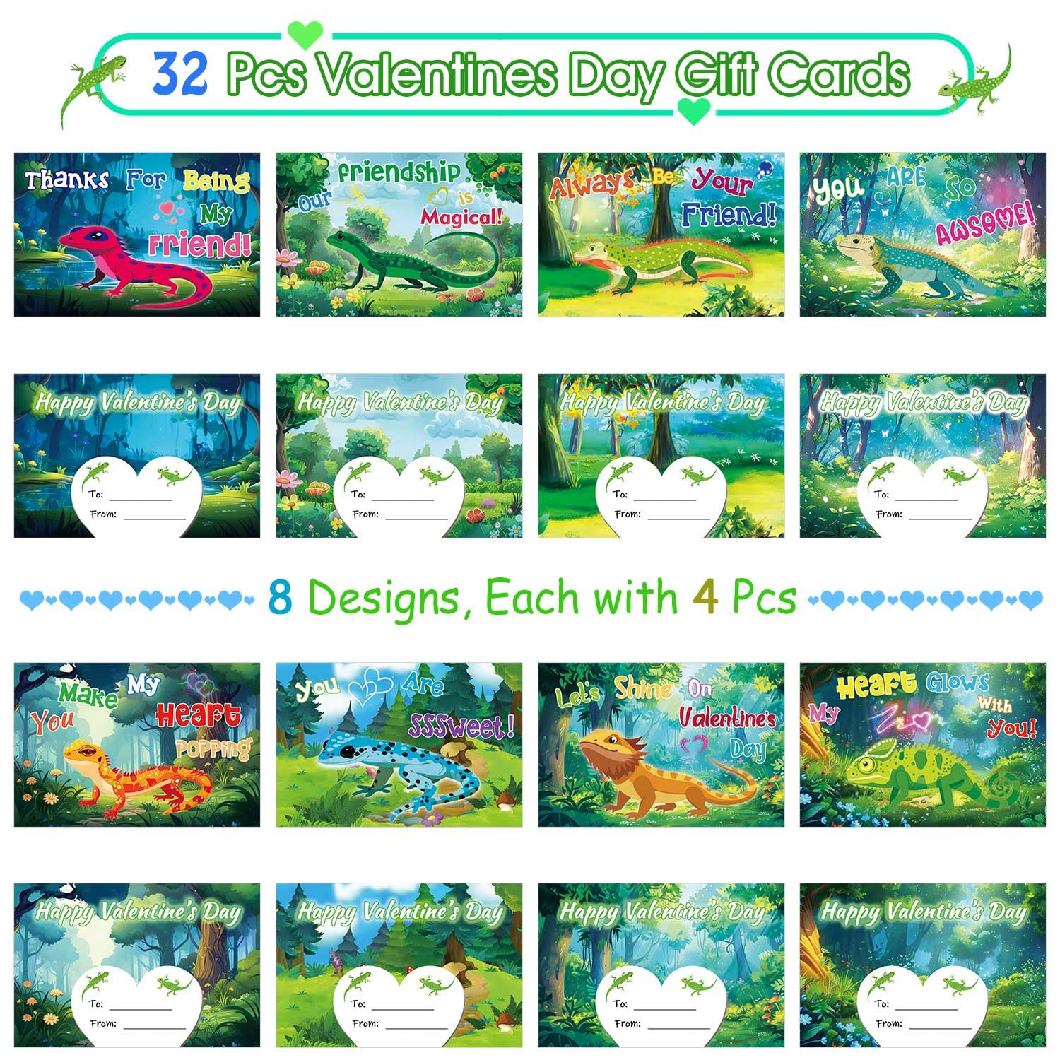 SNMEIKUN Valentine’s card set highlighting lizard toys for kids exchanges