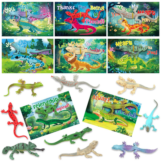 SNMEIKUN lizard toy with Valentine card for classroom rewards and sharing
