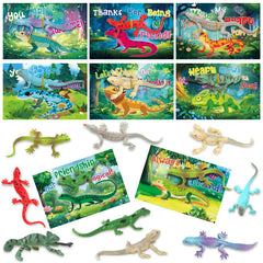 SNMEIKUN lizard toy with Valentine card for classroom rewards and sharing