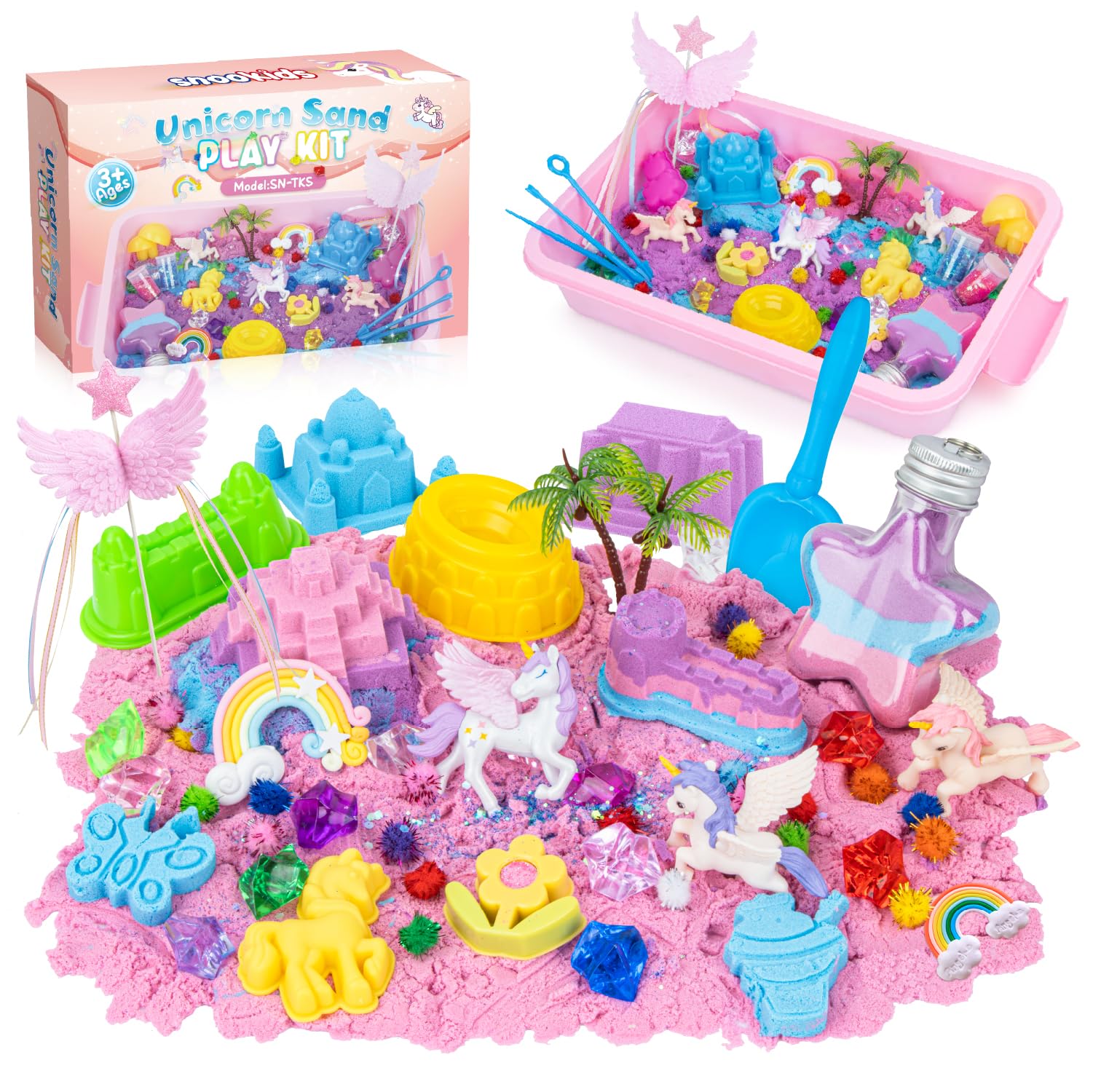 Snookids sensory bin with magic sand 162pcs for creative play