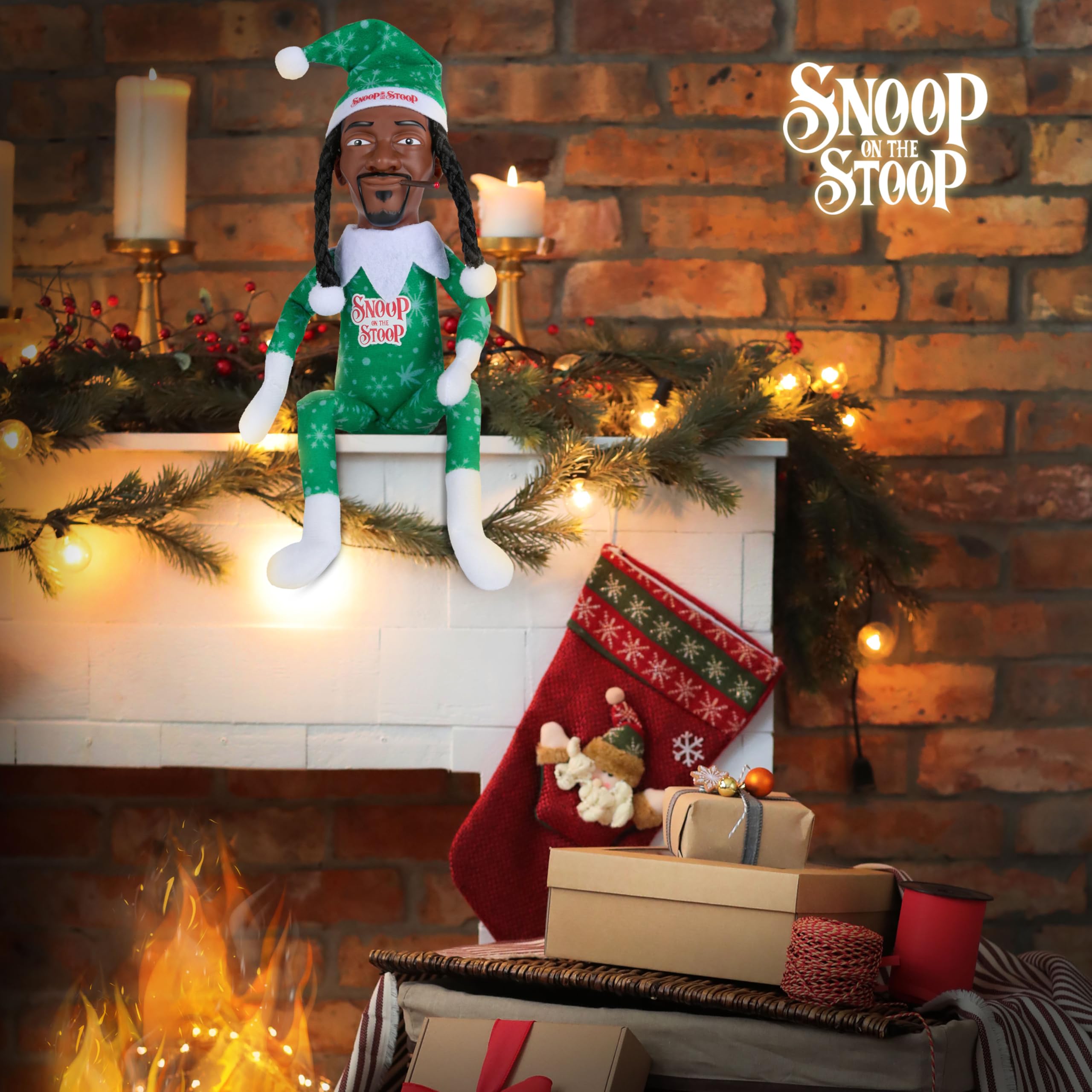 Snoop on the Stoop blinged chains detail on holiday elf figure for decor