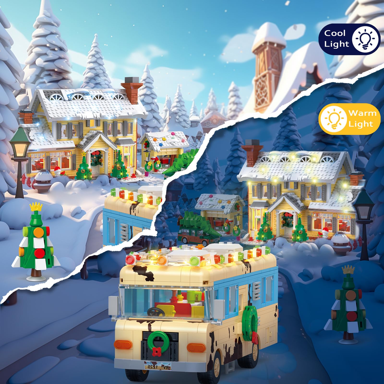 Snow Village Building Set 2056 pieces shown in box highlighting build experience