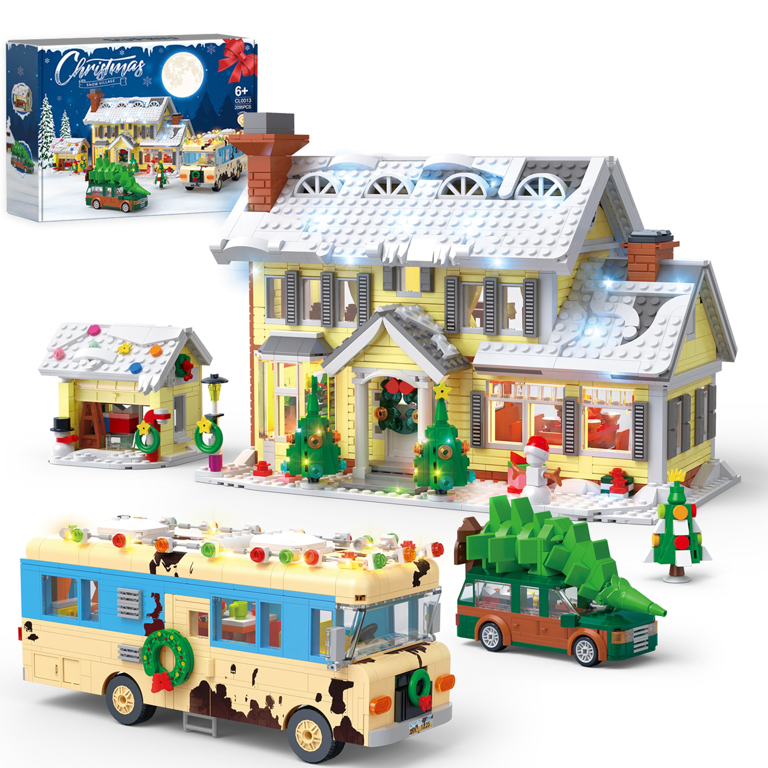 Snow Village Building Set house view with festive details for interactive family play