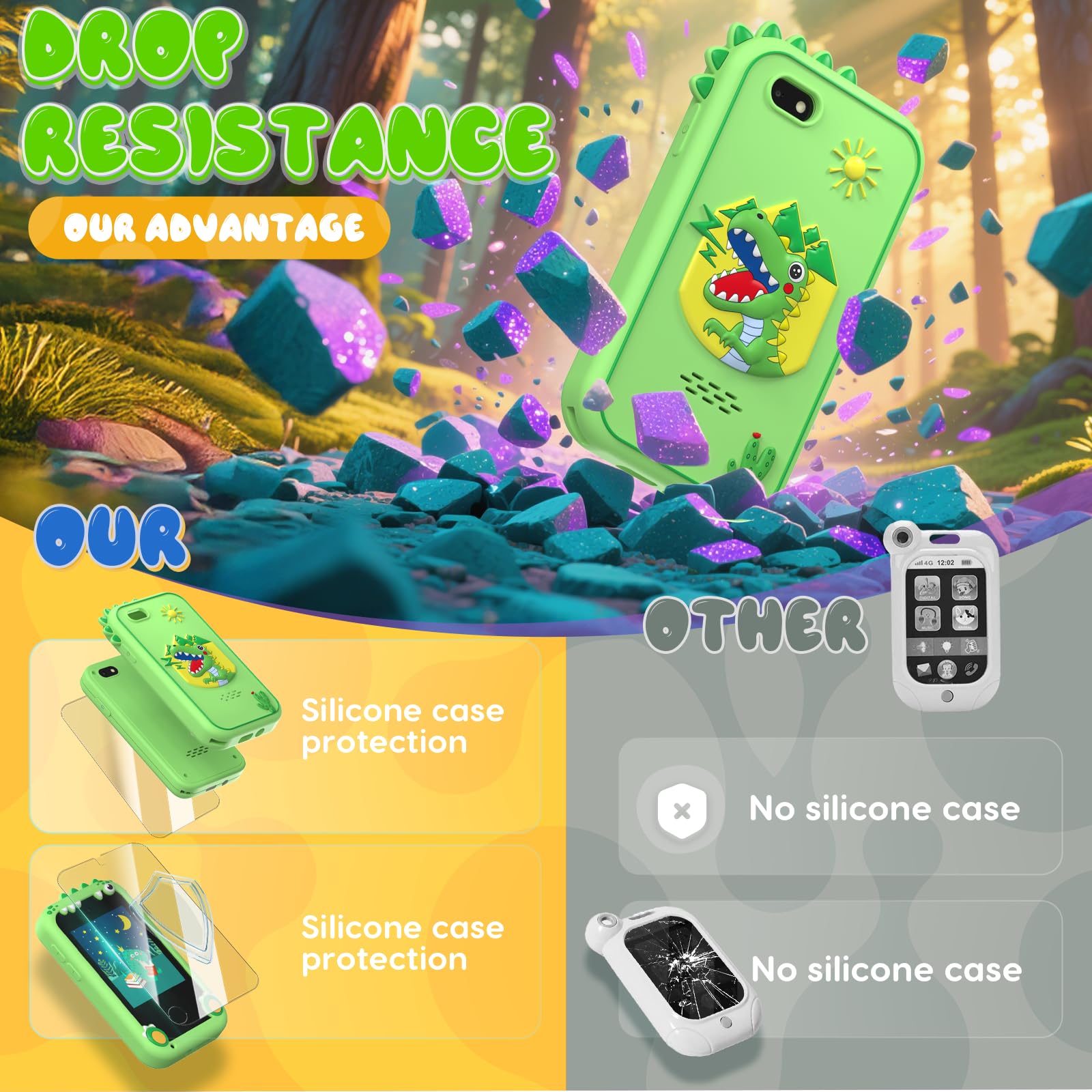 SnowCinda 2.8-inch touchscreen enables easy navigation for young users.