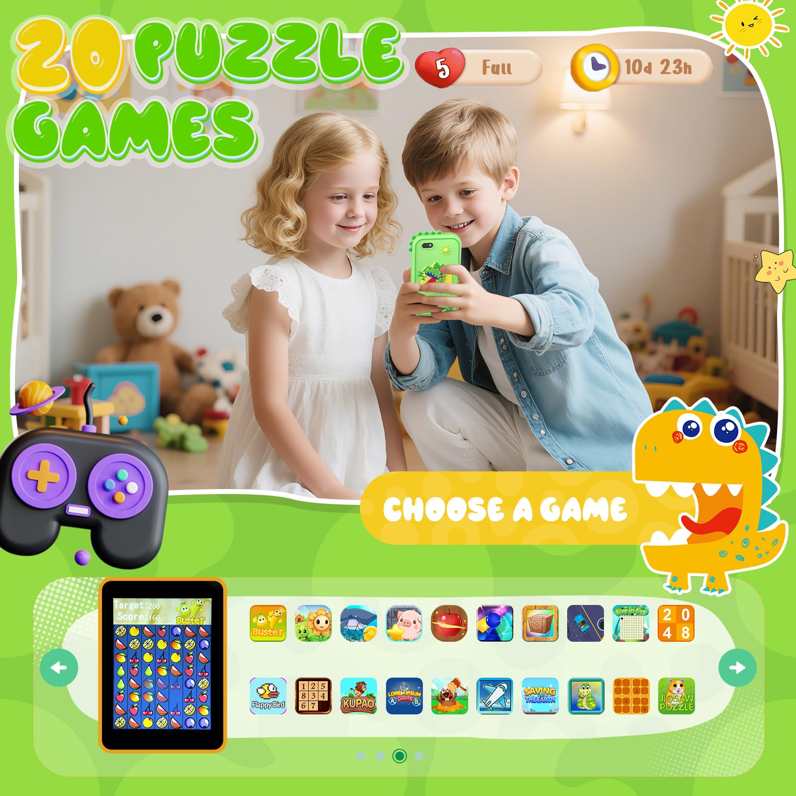 SnowCinda Kids Smart Phone protected by shockproof silicone case for durable play.